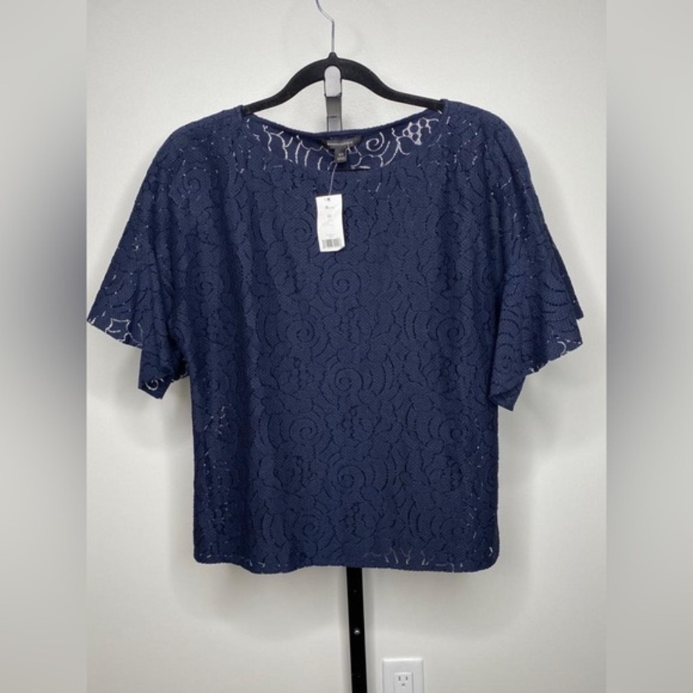 Banana Republic Women’s Blue Lace Flutter Sleeve Top -